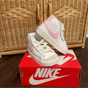 Nike Blazer Mid 77 (TD) White Pink Sneakers Toddler Size 5C New